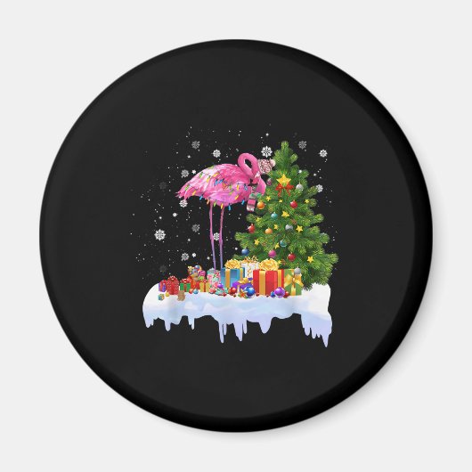Flamingo kerstboomverlichting magneet (Voorkant)