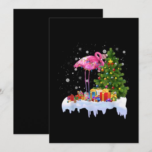 Flamingo kerstboomverlichting save the date (Voorkant / Achterkant)
