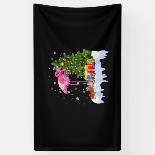 Flamingo kerstboomverlichting spandoek (Verticaal)