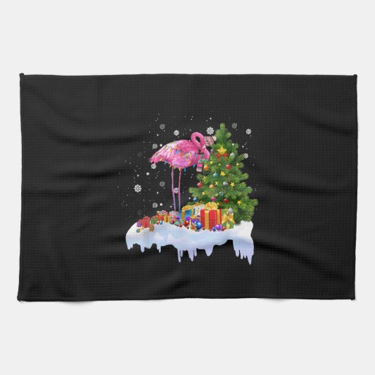 Flamingo kerstboomverlichting theedoek (Horizontaal)