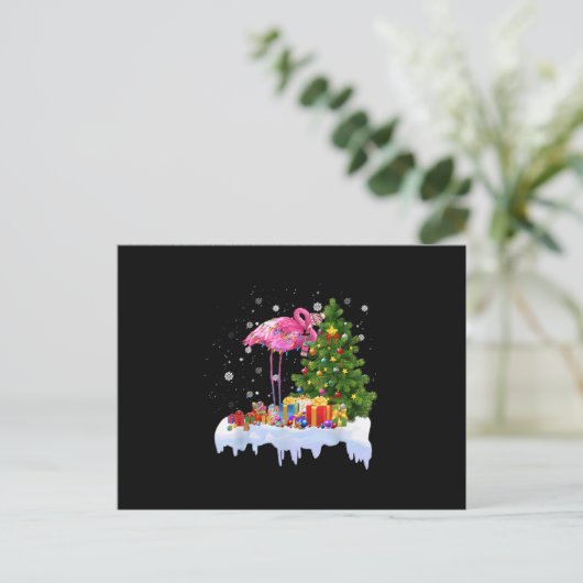 Flamingo Kerstboomverlichting Uitnodiging Briefkaart (Staand voorkant)