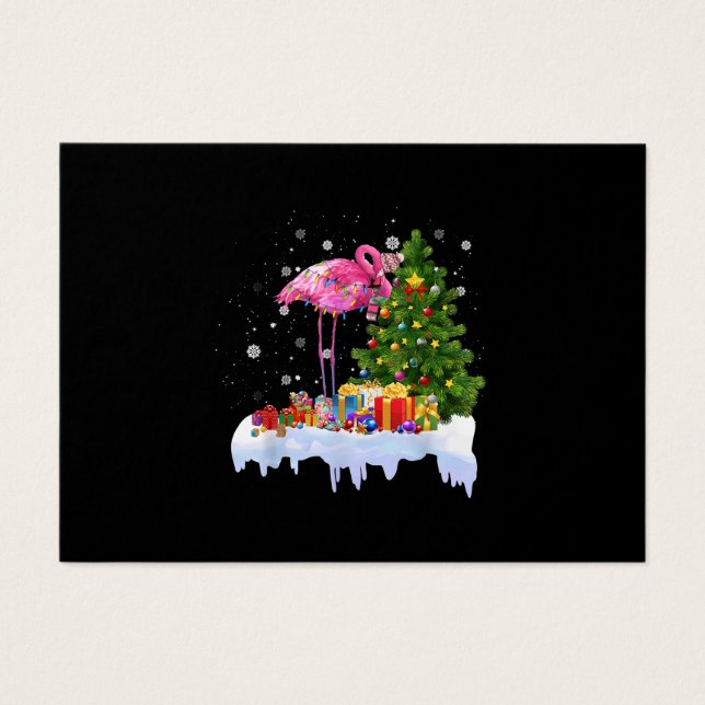 Flamingo kerstboomverlichting visitekaartje (Voorkant)