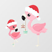 Flamingo kerstboomversierslichten raamsticker (Vel)