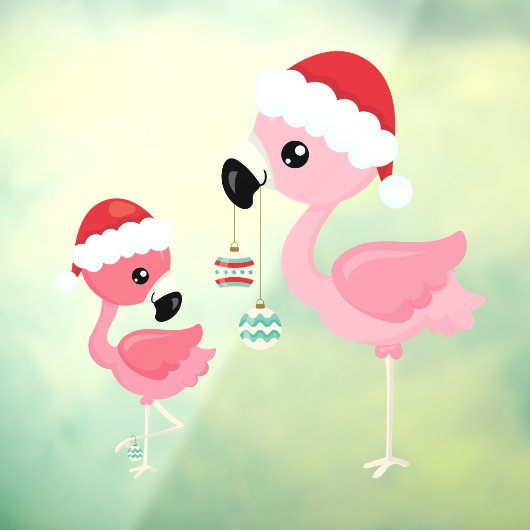 Flamingo kerstboomversierslichten raamsticker (Vel 3)