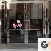 Flamingo kerstboomversierslichten raamsticker (Kantoordeur)