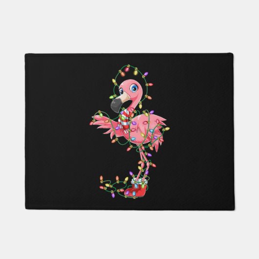 Flamingo kerstcadeautjes lantaarns roze vloed deurmat (Voorkant)