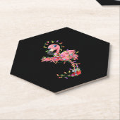 Flamingo kerstcadeautjes lantaarns roze vloed kartonnen onderzetters (Schuin)