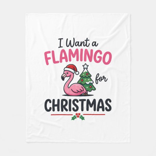 Flamingo Kerstcitaten Vector Fleece Deken (Voorkant)