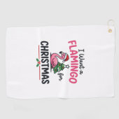 Flamingo Kerstcitaten Vector Golfhanddoek (Horizontaal)