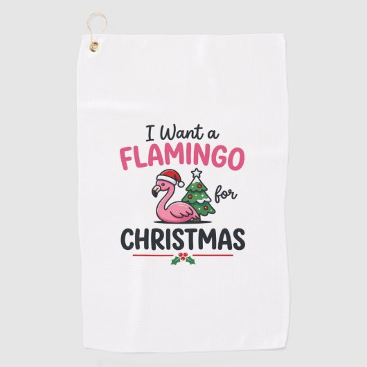 Flamingo Kerstcitaten Vector Golfhanddoek (Voorkant)