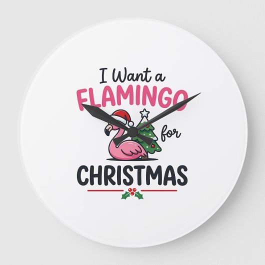 Flamingo Kerstcitaten Vector Grote Klok (Voorkant)