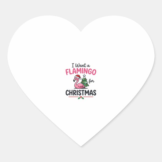 Flamingo Kerstcitaten Vector Hart Sticker (Voorkant)