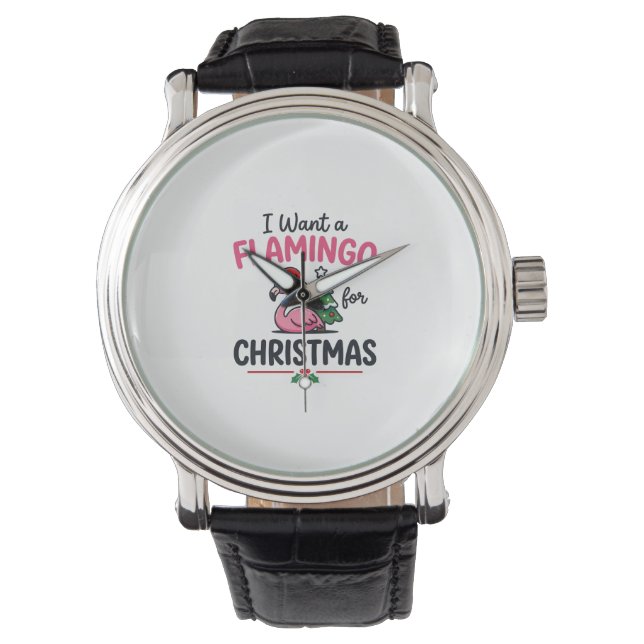 Flamingo Kerstcitaten Vector Horloge (Voorkant)