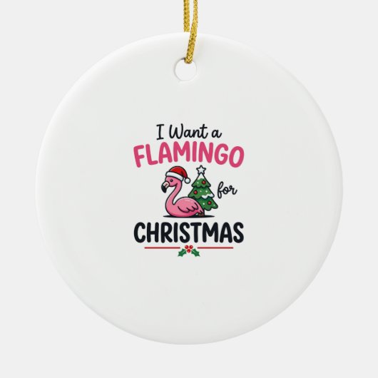 Flamingo Kerstcitaten Vector Keramisch Ornament (Voorkant)