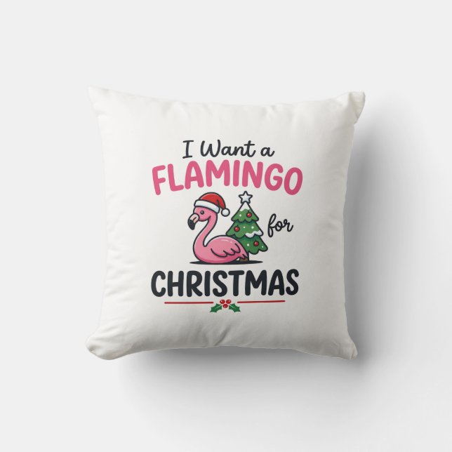 Flamingo Kerstcitaten Vector Kussen (Voorkant)