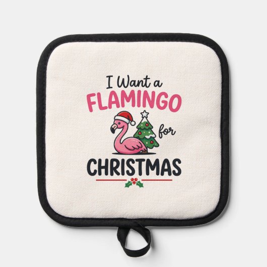 Flamingo Kerstcitaten Vector Pannenlap (Voorkant)