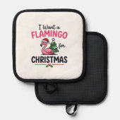 Flamingo Kerstcitaten Vector Pannenlap (Voorkant / Achterkant)
