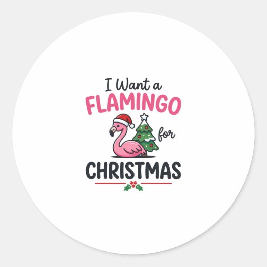 Flamingo Kerstcitaten Vector Ronde Sticker (Voorkant)