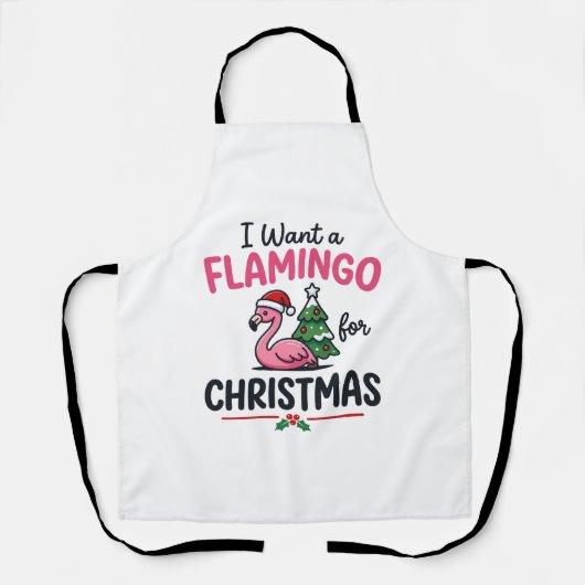 Flamingo Kerstcitaten Vector Schort (Voorkant)