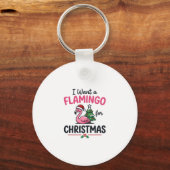 Flamingo Kerstcitaten Vector Sleutelhanger (Voorkant)