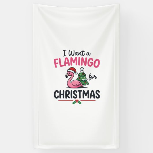 Flamingo Kerstcitaten Vector Spandoek (Verticaal)