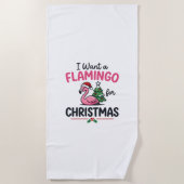 Flamingo Kerstcitaten Vector Strandlaken (Voorkant)