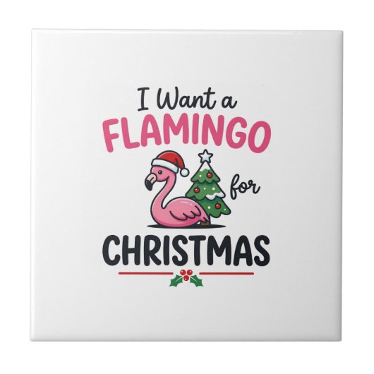 Flamingo Kerstcitaten Vector Tegeltje (Voorkant)