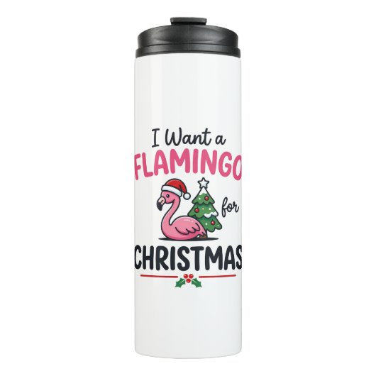 Flamingo Kerstcitaten Vector Thermosbeker (Voorkant)