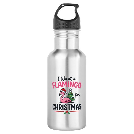 Flamingo Kerstcitaten Vector Waterfles (Voorkant)