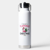 Flamingo Kerstcitaten Vector Waterfles (Voorkant)