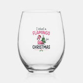 Flamingo Kerstcitaten Vector Wijnglas Zonder Voet (Achterkant)