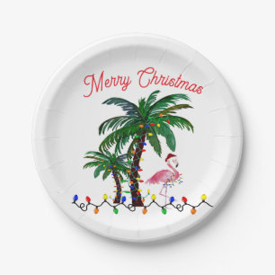 Flamingo kerstfeest borden papieren bordje