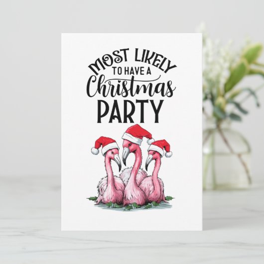 Flamingo Kerstfeest Kaart (Staand voorkant)