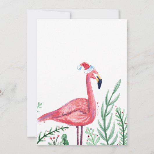 Flamingo Kerstfeest Uitnodiging (Achterkant)