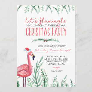 Flamingo Kerstfeest Uitnodiging