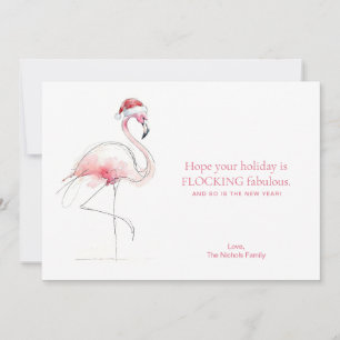 FLAMINGO KERSTKAART Roze Florida Vakantiekaart
