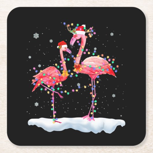 Flamingo | Kerstkerstboomkerstboomkerstkerstboomke Kartonnen Onderzetters (Voorkant)