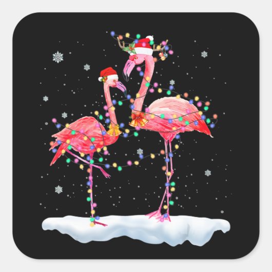 Flamingo | Kerstkerstboomkerstboomkerstkerstboomke Vierkante Sticker (Voorkant)