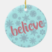 Flamingo kerstkerstkerstkerstman Blauw Roze meisje Keramisch Ornament (Achterkant)