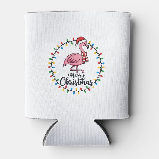 Flamingo Kerstlichten Vakantie Blikjeskoeler (Voorkant)