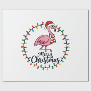 Flamingo Kerstlichten Vakantie Cadeaupapier