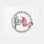 Flamingo Kerstlichten Vakantie Fleece Deken (Voorkant (Horizontaal))