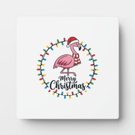 Flamingo Kerstlichten Vakantie Fotoplaat (Voorkant)