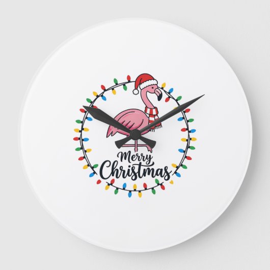 Flamingo Kerstlichten Vakantie Grote Klok (Voorkant)