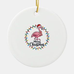 Flamingo Kerstlichten Vakantie Keramisch Ornament