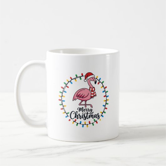 Flamingo Kerstlichten Vakantie Koffiemok (Links)
