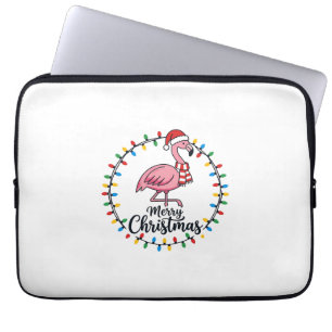 Flamingo Kerstlichten Vakantie Laptop Sleeve