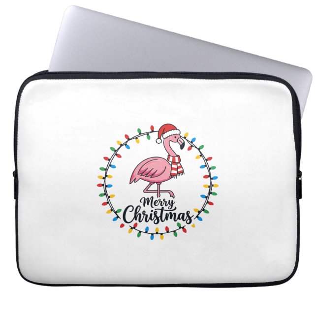 Flamingo Kerstlichten Vakantie Laptop Sleeve (Voorkant)
