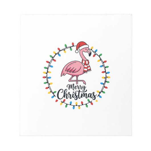 Flamingo Kerstlichten Vakantie Notitieblok (Voorkant)