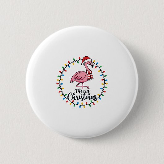 Flamingo Kerstlichten Vakantie Ronde Button 5,7 Cm (Voorkant)